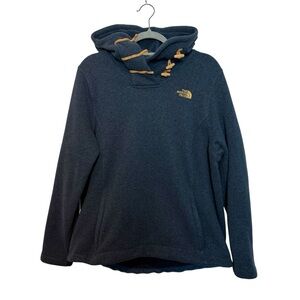 The North Face Crescent Hooded Pullover XL Blue Heather Toggle Fleece Sweater